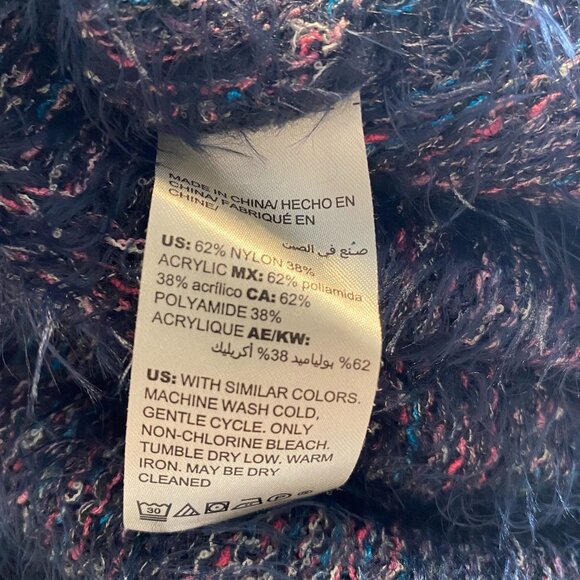 Chico's Blue Colorful Fuzzy Sweater Size 1 (M) - Picture 4 of 6